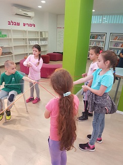 Einat Shamir in activities for children at Yad Mordechai School