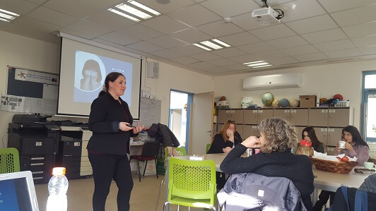 Liat Henriette Silber at a lecture to the school staff