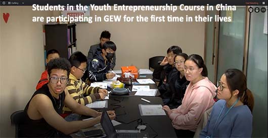Students in the Youth Entrepreneurship Course in China are participating in GEW