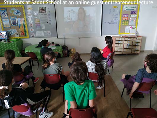 Students at Sadot School at an online guest entrepreneur lecture