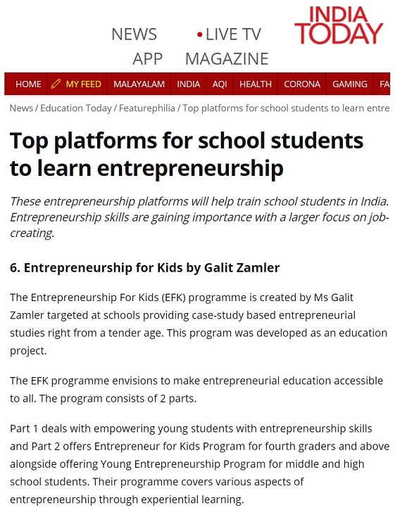 The Israeli Entrepreneurship for Kids Program is one of the world's leaders in teaching students entrepreneurship classes in schools