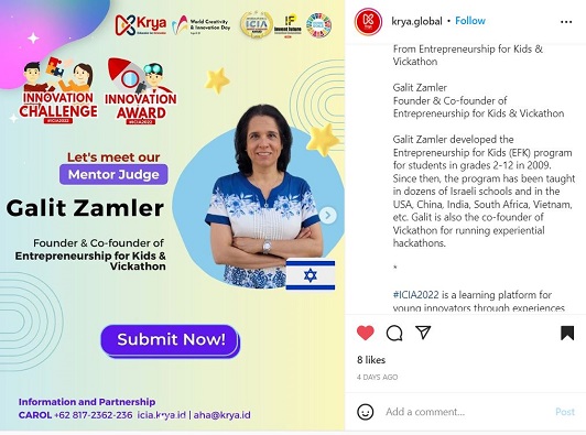 Galit Zamler is a judge in an international entrepreneurship competition from Indonesia