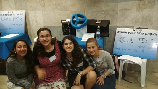 The girls present the ideas for the projects on a peak evening in Kiryat Arba