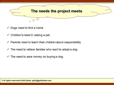The needs the project meets