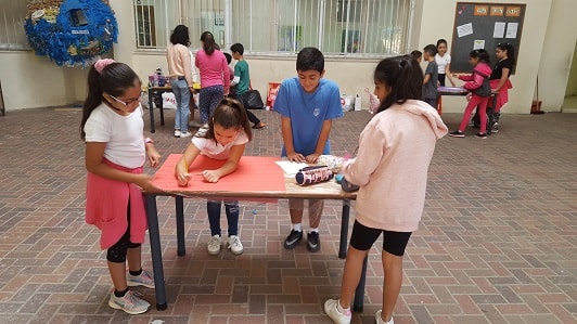 Fifth graders plan the model for their product
