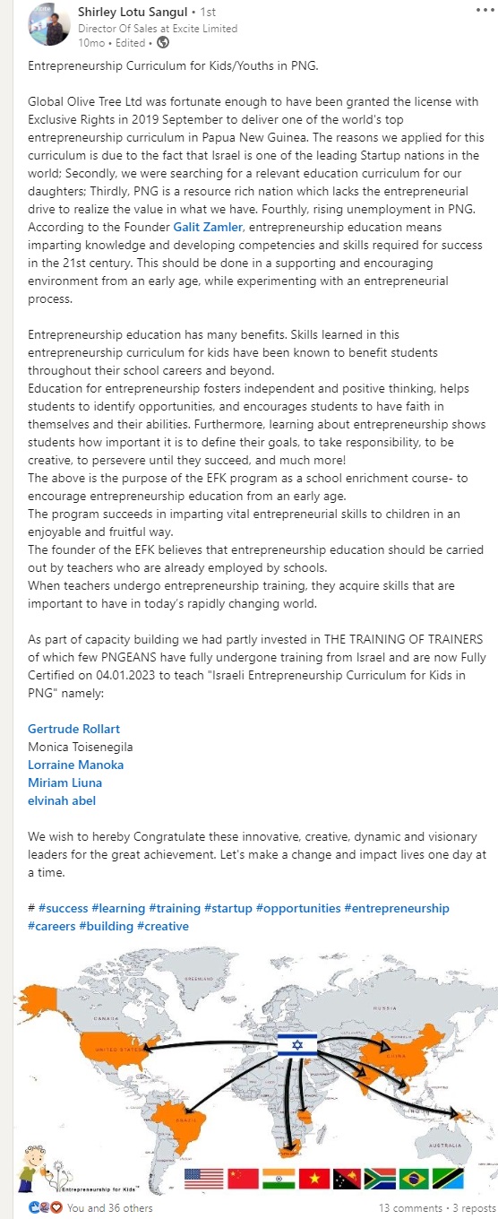 Entrepreneurship Curriculum for Kids/Youths in PNG