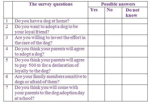 The survey questions