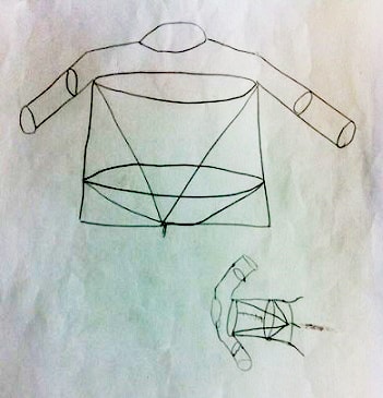 an outline of the shirt